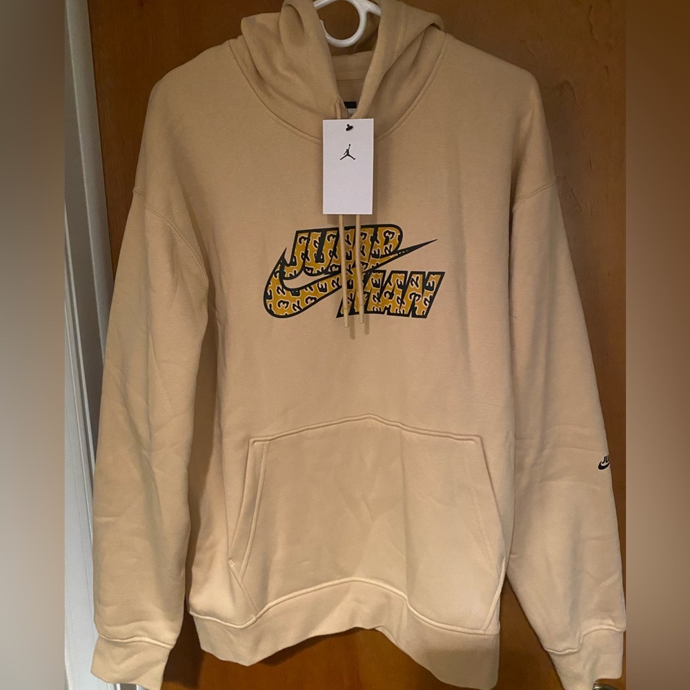 Jordan Tan Hoodie with Black and Yellow Logo